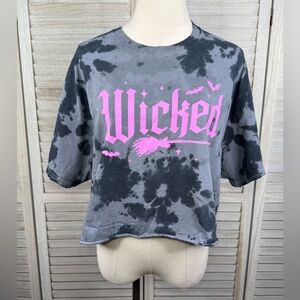 SPIRIT Women's Cropped "Wicked" Tie Dye T-Shirt Gray-Large